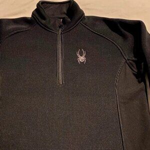 Men's Spyder 1/2 Zip Ski Snowboard Sweater Black Size Medium